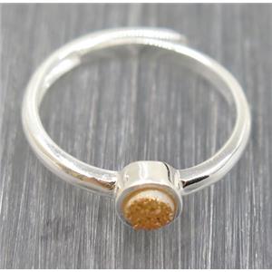 gold champagne druzy quartz copper ring, approx 4mm, 20mm dia