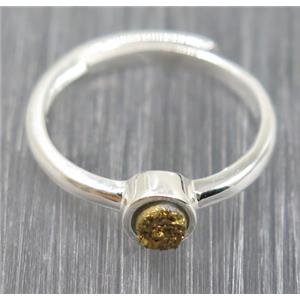 gold druzy quartz copper ring, approx 4mm, 20mm dia