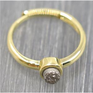 silver druzy quartz copper ring, approx 4mm, 20mm dia