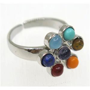 gemstone ring, platinum plated, approx 18-20mm