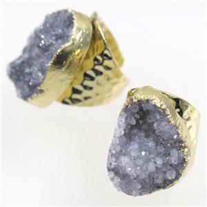 Druzy Agate copper Ring, gold plated, approx 20-25mm