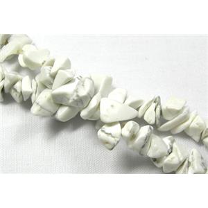 White Howlite Turquoise Chip Beads, 3-7mm
