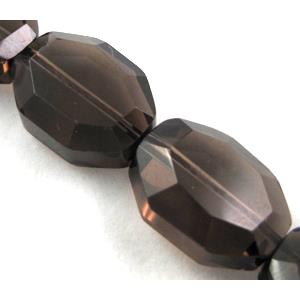Smoky Quartz bead, faceted, 13x18mm, approx 21pcs per st, grade A