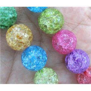 round Crackle Crystal beads, mix color, approx 12mm dia, 31pcs per st