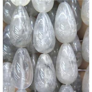 natural cloudy quartz beads, teardrop, approx 10x30mm