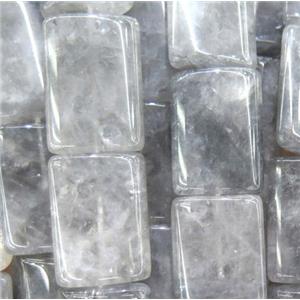 natural cloudy quartz beads, flat-tube, approx 18x25mm
