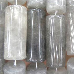 natural cloudy quartz beads, tube, approx 15x40mm