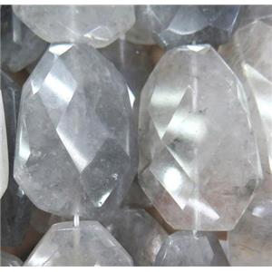 natural Cloudy Quartz beads, faceted freeform, approx 25-38mm