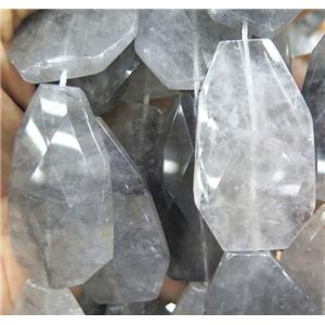 natural cloudy quartz bead, faceted freeform, approx 30-50mm