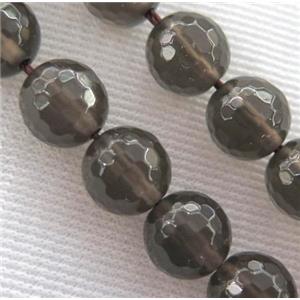 Smoky Quartz Beads, faceted round, approx 10mm dia