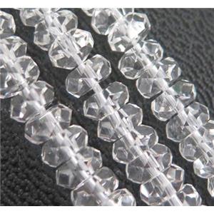 clear quartz beads, faceted rondelle, approx 2x4mm