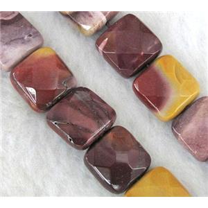 Mookaite Beads, faceted square, approx 12x12mm, 15.5 inches