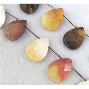 Mookaite jasper Beads, faceted flat-teardrop, top-drilled, approx 15x20mm, 15.5 inches