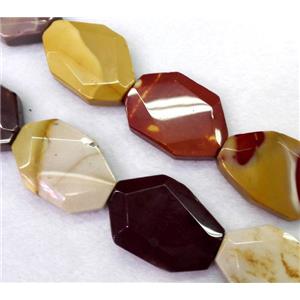 Mookaite beads, slice, faceted freeform, approx 25x35mm