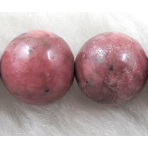 round Rhodonite beads, pink, 12mm dia, 33pcs per st