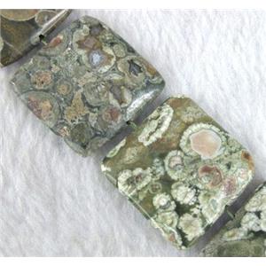 natural Rhyolite beads, green, square, approx 30x30mm