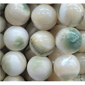 natural Tridacna Shell Beads, round, approx 9mm dia, 16 inches