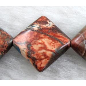 Red Sea Sediment Jasper Beads Square Conner-Drilled, 16x16mm,21pcs per st