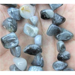 hawk eye stone chip beads, freeform, approx 8-15mm, 15.5 inches