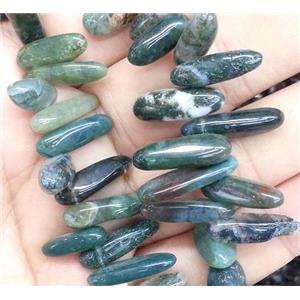 Green Indian-Agate beads, Chip, 4x13-23mm,