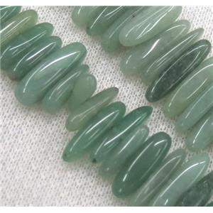 green aventurine stick beads, freeform, approx 12-25mm, 15.5 inches