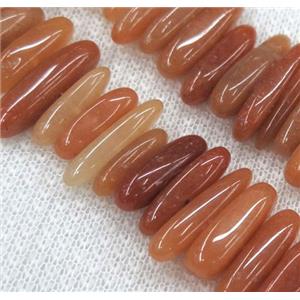 red aventurine stick bead, chips freeform, approx 12-25mm, 15.5 inches