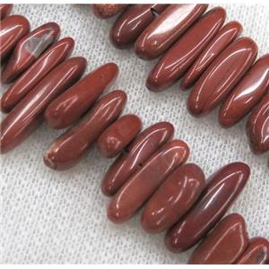 red jasper beads, stick chips, freeform, approx 12-25mm, 15.5 inches