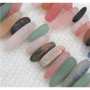 mixed jasper beads, matte chip, freeform stick, approx 12-25mm, 15.5 inches