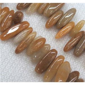 yellow aventurine chip beads, freeform stick, approx 12-25mm, 15.5 inches