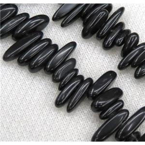 black onyx chip beads, synthetic, freeform stick, approx 12-25mm, 15.5 inches