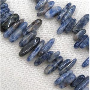 blue spots jasper beads, chip, freeform stick, approx 12-25mm, 15.5 inches