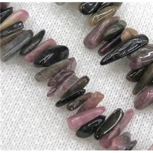 tourmaline beads, chip, freeform stick, approx 12-25mm, 15.5 inches