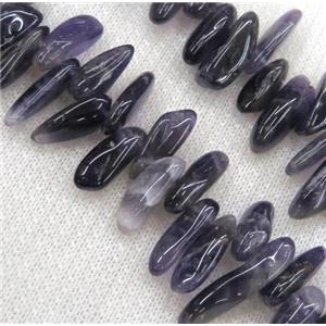 amethyst beads, chip, freeform stick, purple, approx 12-25mm, 15.5 inches
