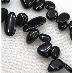 black onyx chip beads, synthetic, freeform, approx 6-10mm, 15.5 inches