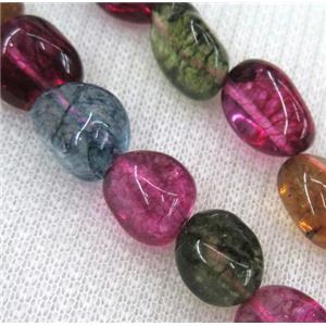 colorful tourmaline beads, synthetic, freeform chip, approx 6-10mm, 15.5 inches