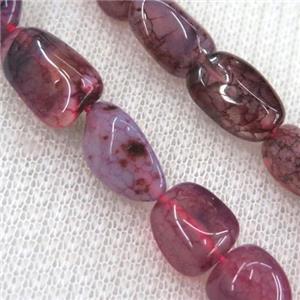 dragon veins agate bead chips, freeform, hot-pink, approx 6-10mm, 15.5 inches
