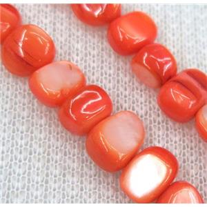 freshwater shell chip beads, freeform, red, approx 6-10mm, 15.5 inches
