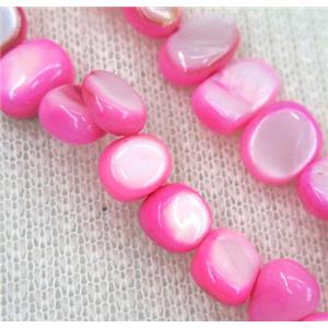freshwater shell chip beads, freeform, pink, approx 6-10mm, 15.5 inches