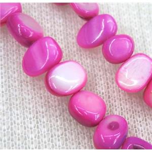 freshwater shell chip beads, freeform, hot-pink, approx 6-10mm, 15.5 inches