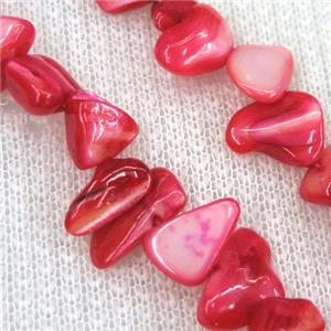 freshwater shell chip beads, freeform, red, approx 6-15mm, 15.5 inches