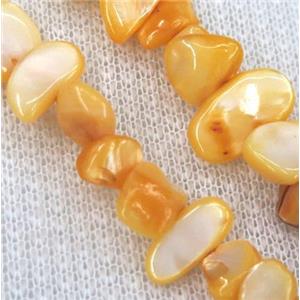 freshwater shell chip beads, freeform, yellow, approx 6-15mm, 15.5 inches