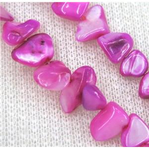 freshwater shell chip beads, freeform, hot-pink, approx 6-15mm, 15.5 inches