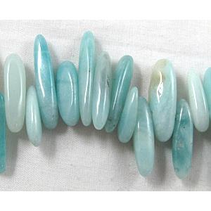 Chinese Amazonite beads, Erose Chip, 4mm wide, 14-21mm length,16 inch length