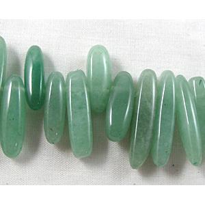Green Aventurine beads, Chip, 4mm wide, 14-21mm length,16 inch length