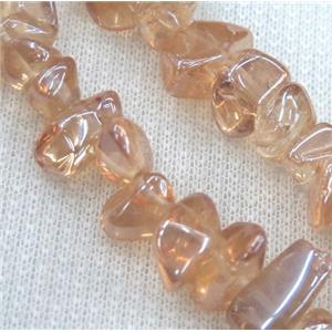 clear quartz chip bead, freeform, pink electroplated, approx 5-8mm, 15.5 inches