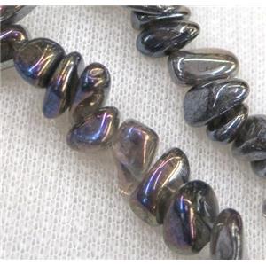 clear quartz chip bead, freeform, rainbow electroplated, approx 5-8mm, 15.5 inches