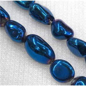 clear quartz bead chips, freeform, blue electroplated, approx 5-15mm, 15.5 inches
