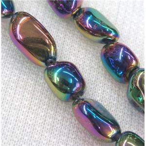 clear quartz bead chips, freeform, rainbow electroplated, approx 5-15mm, 15.5 inches