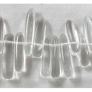 Synthetic Clear Quartz beads, Erose Chip, 4mm wide, 14-21mm length,16 inch length