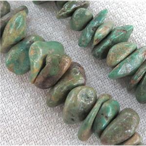 natural turquoise bead chips, freeform, green, approx 10-18mm